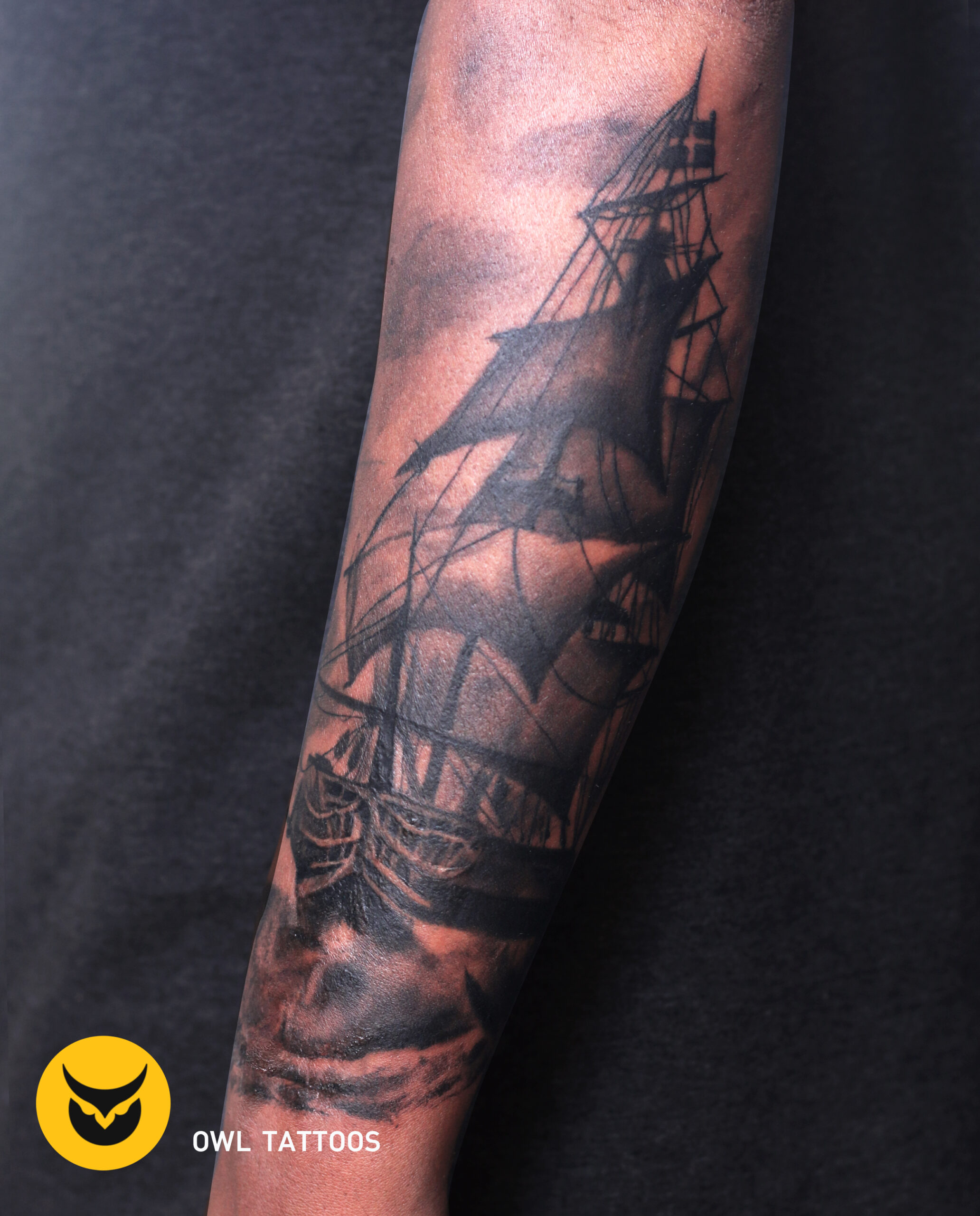 travel -ship realism tattoo